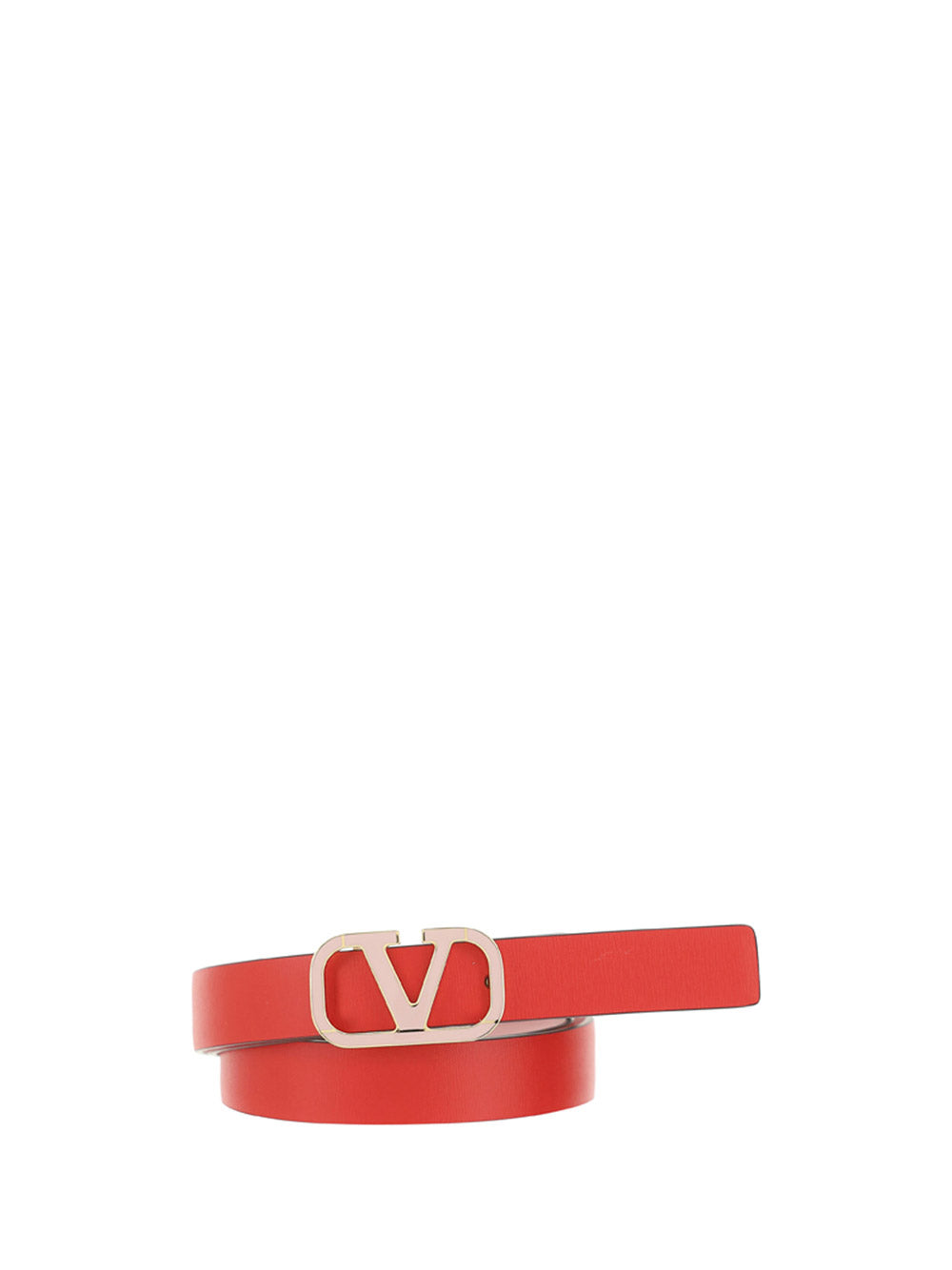 Reversible VLogo Signature Belt In Shiny Calfskin 20MM - Pink / Red