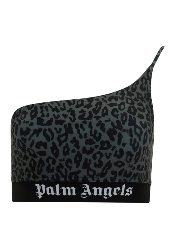 Leopard One Shoulder Track Top - Black