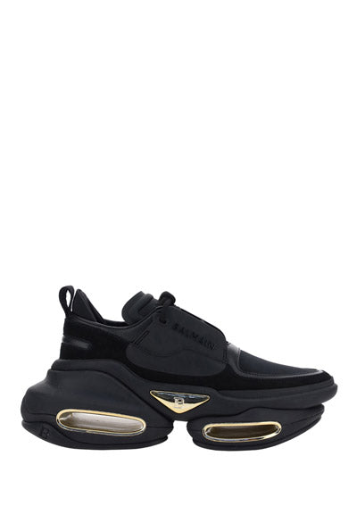 Black Leather and Suede B Bold Low-top Sneakers - Black