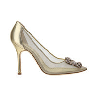 Gold Mesh Jewel Buckle Pumps