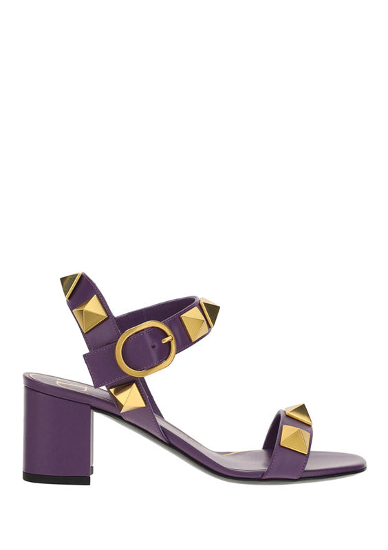 Roman Stud Calfskin Sandal 60MM - Purple