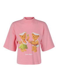 Dancing Bears Cropped T-Shirt - Pink