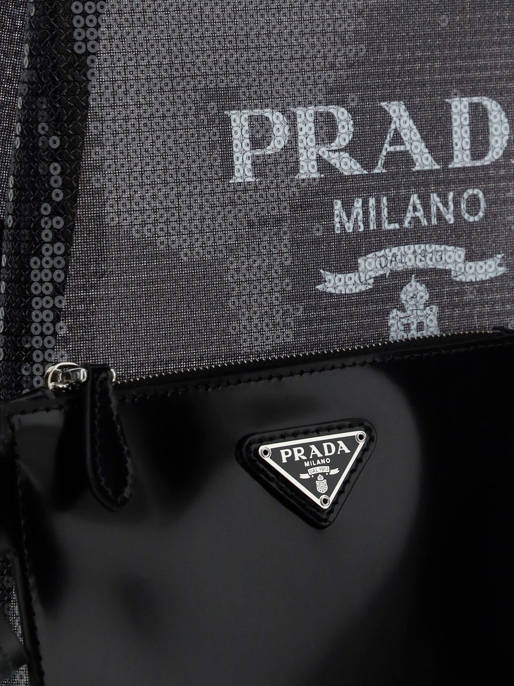 Small Sequined Mesh Tote Bag - Black