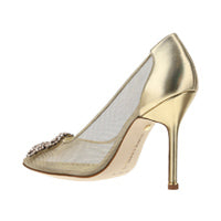 Gold Mesh Jewel Buckle Pumps