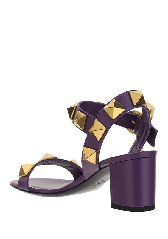 Roman Stud Calfskin Sandal 60MM - Purple