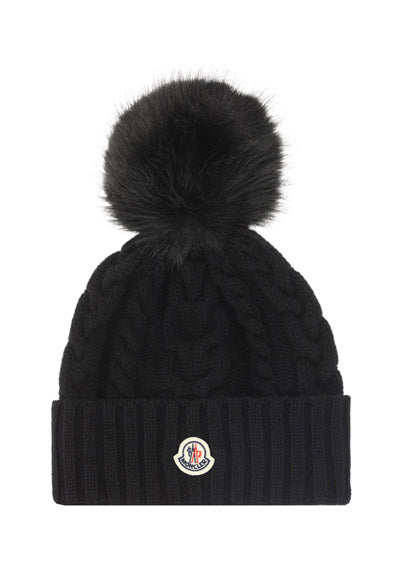 Beanie With Pom Pom - Black