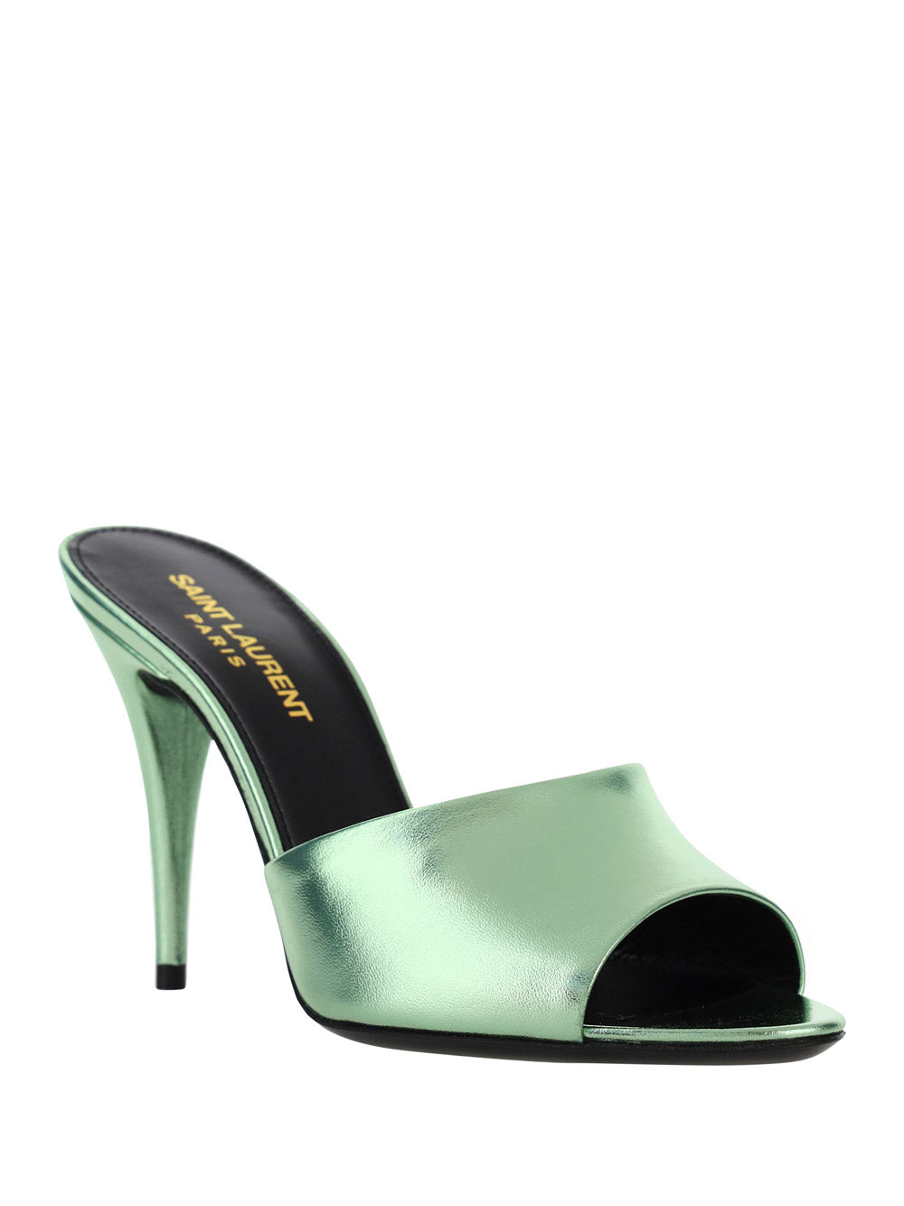 La 16 Mules In Metallic Leather - Green