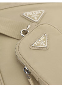 Re-Nylon and Saffiano Leather Shoulder Bag - Powder