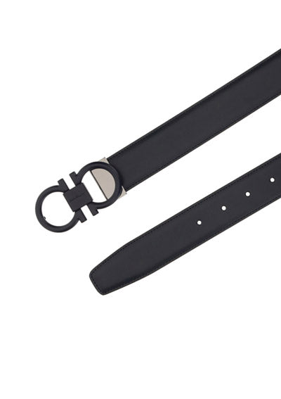 Adjustable And Reversible Gancini Belt - Blue Marine