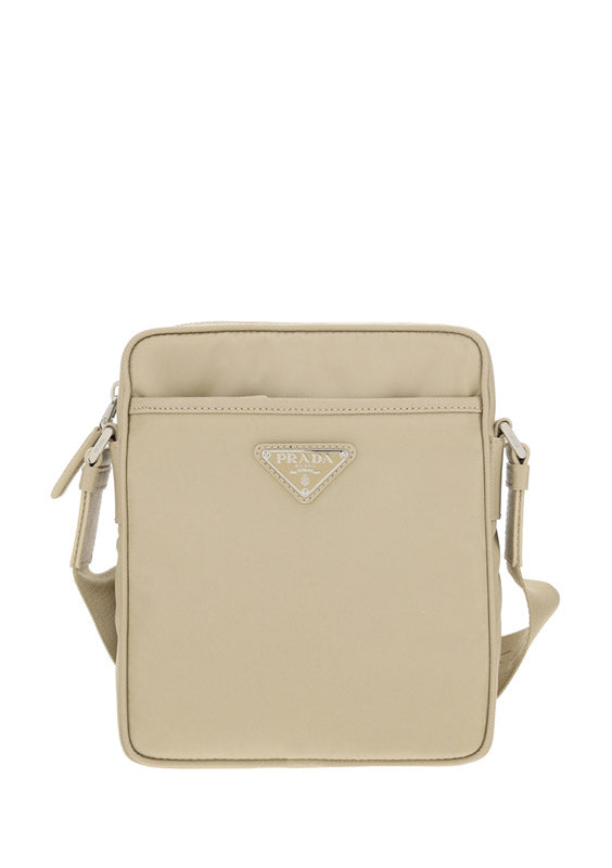 Re-Nylon and Saffiano Leather Shoulder Bag - Powder