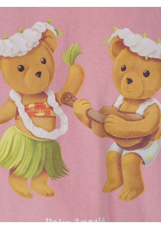 Dancing Bears Cropped T-Shirt - Pink
