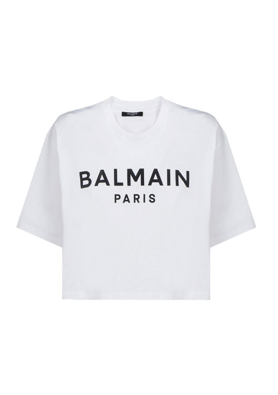 Logo Print Cropped T-Shirt - White