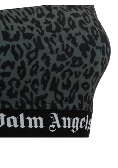 Leopard One Shoulder Track Top - Black