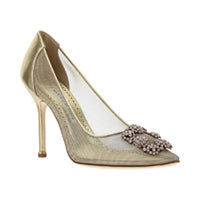 Gold Mesh Jewel Buckle Pumps