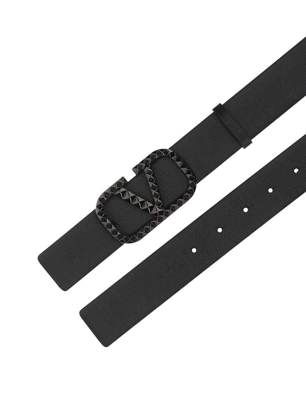 VLogo Signature Belt In Grainy Calfskin - Black