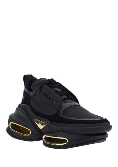 Black Leather and Suede B Bold Low-top Sneakers - Black