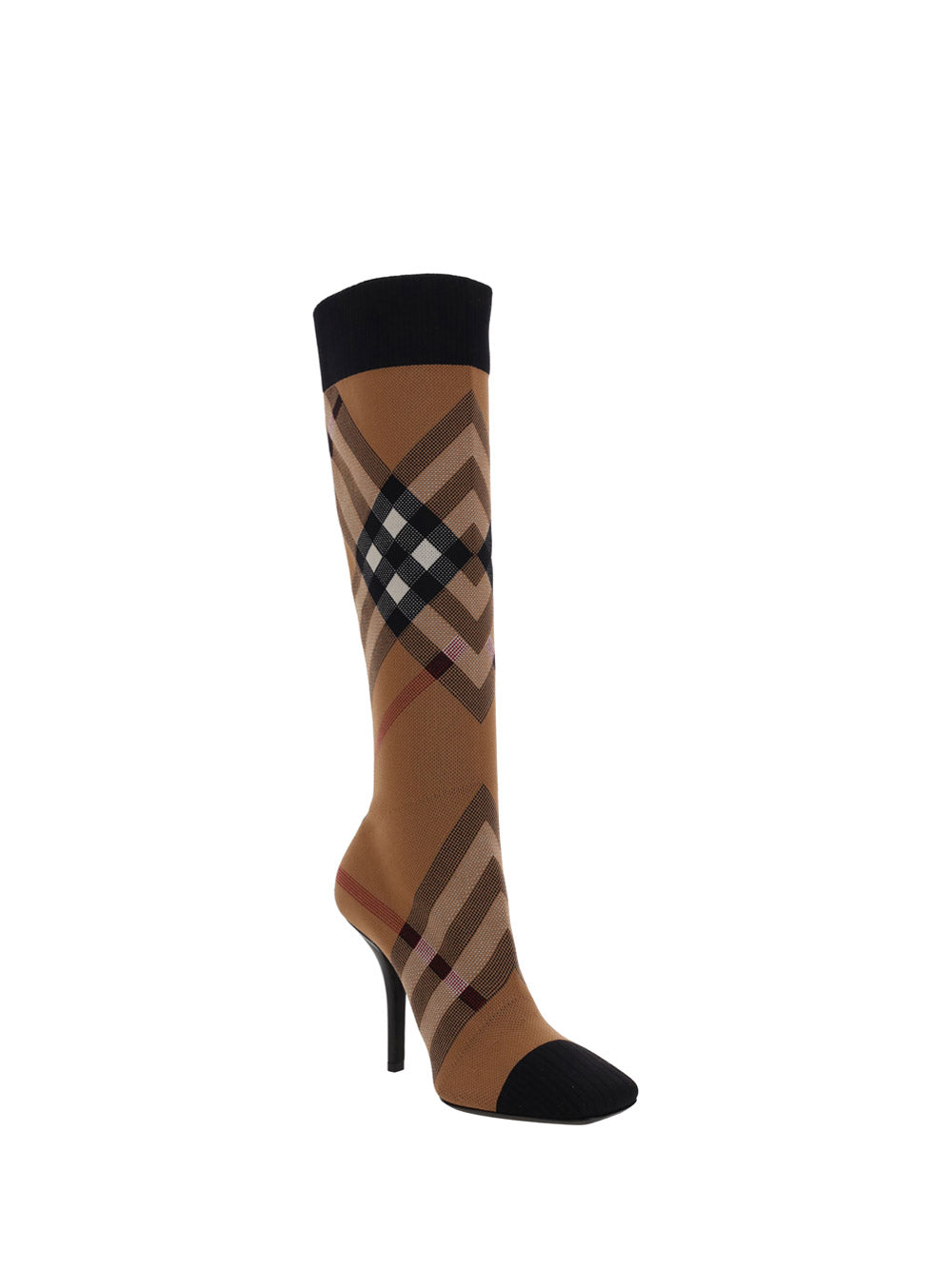 Knitted Check Sock Boots