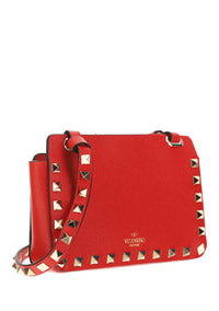 Rockstud Smartphone Leather Crossbody Bag - Red