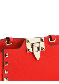 Rockstud Smartphone Leather Crossbody Bag - Red