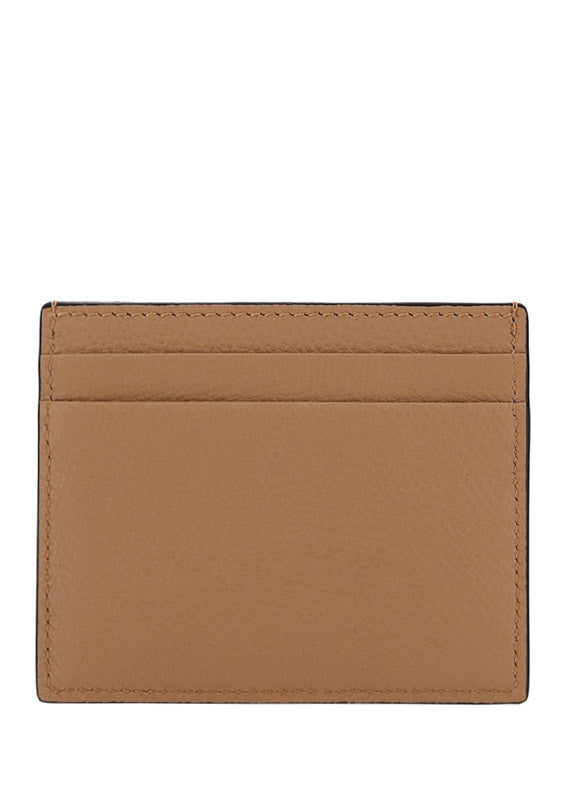 VLogo Signature Cardholder in Grainy Calfskin - Rose Canelle
