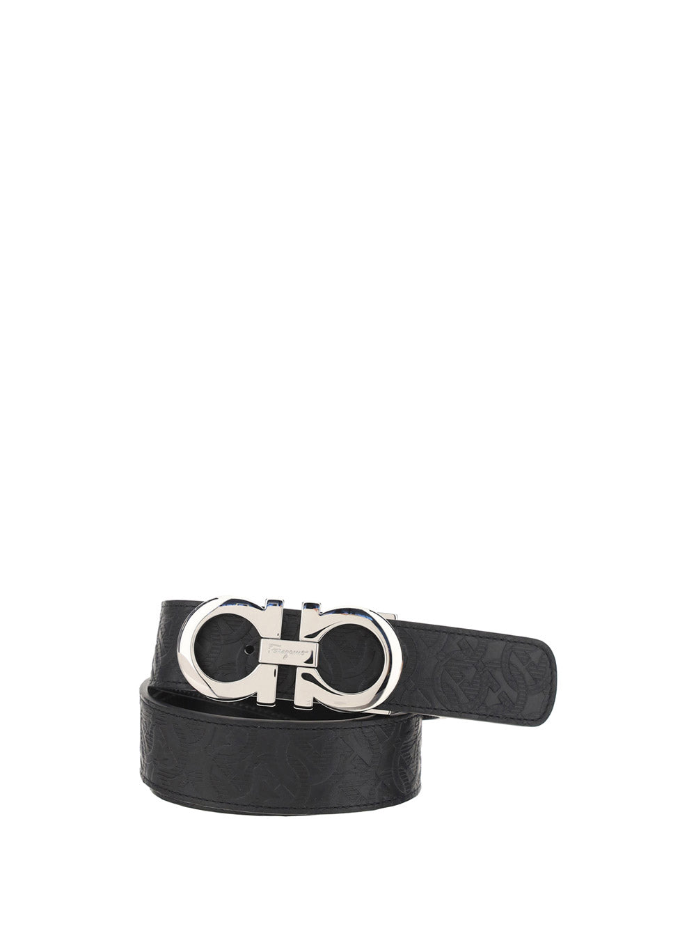 Reversible And Adjustable Gancini Belt - Black