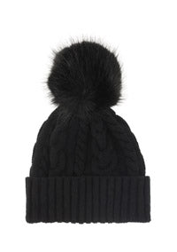 Beanie With Pom Pom - Black