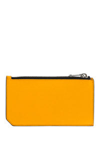 Fragments Zipped Card Case In Grain De Poudre-Embossed Leather - Orange