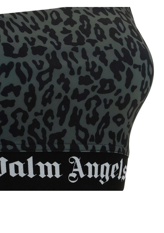 Leopard One Shoulder Track Top - Black