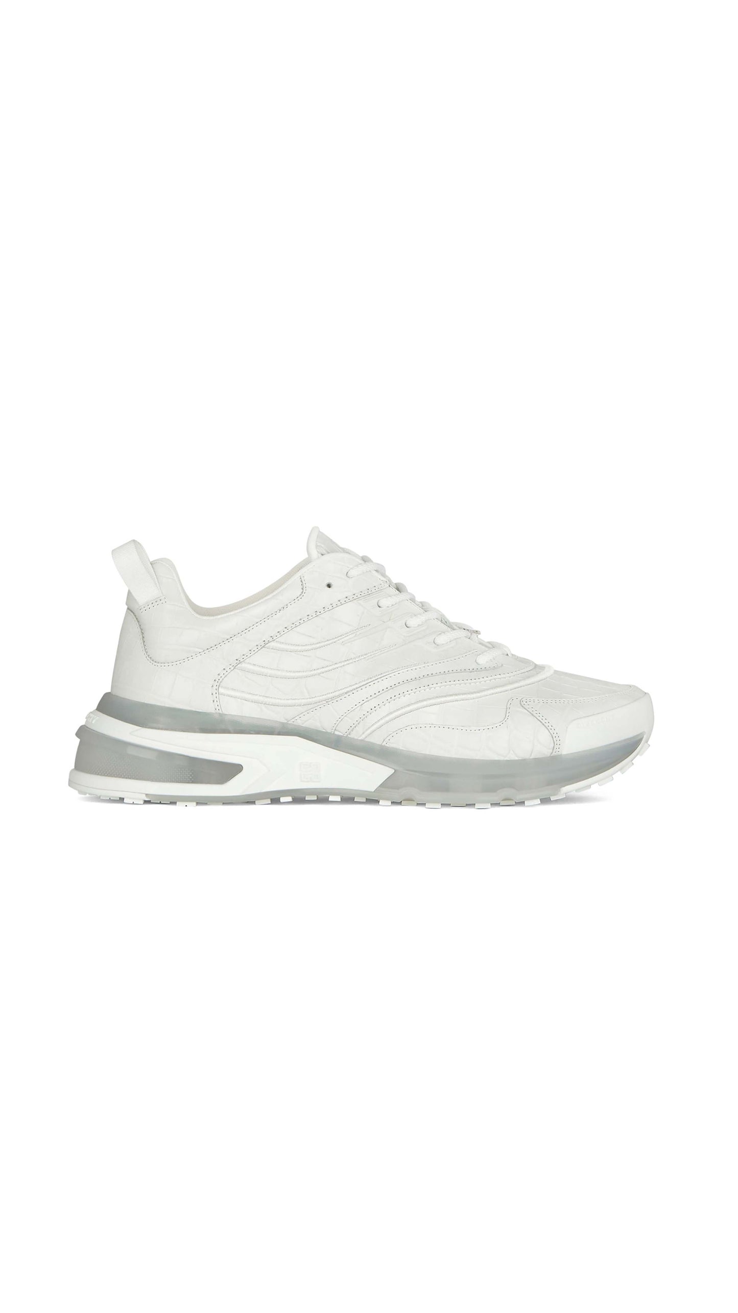 Giv 1 Sneakers in Crocodile Effect Leather - White