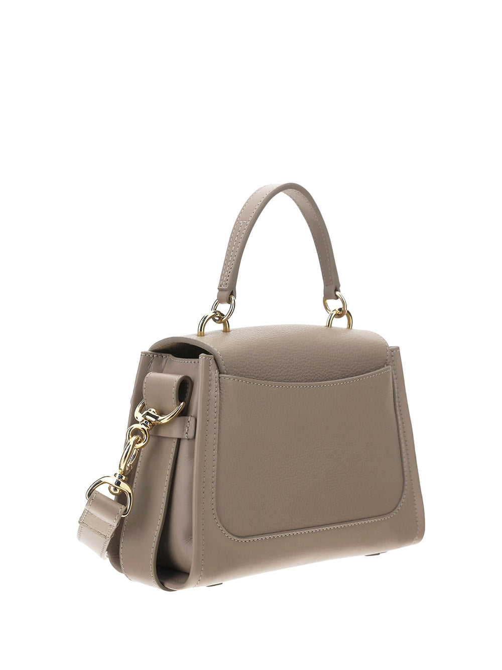 Mini Tess Day Bag in Grained & Shiny Calfskin - Powder