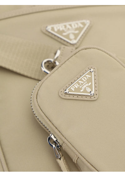 Re-Nylon and Saffiano Leather Shoulder Bag - Powder
