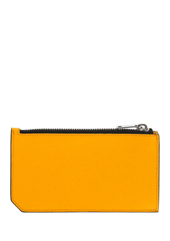 Fragments Zipped Card Case In Grain De Poudre-Embossed Leather - Orange