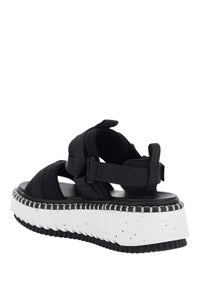Lilli Sporty Flat Sandal In Recycled Textile - Black