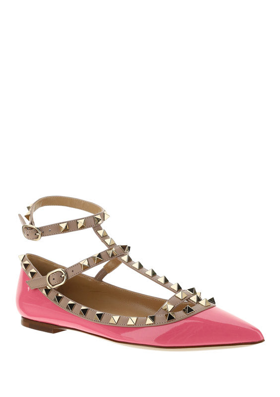 Patent Rockstud Caged Ballet Flat - Pink / Poudre