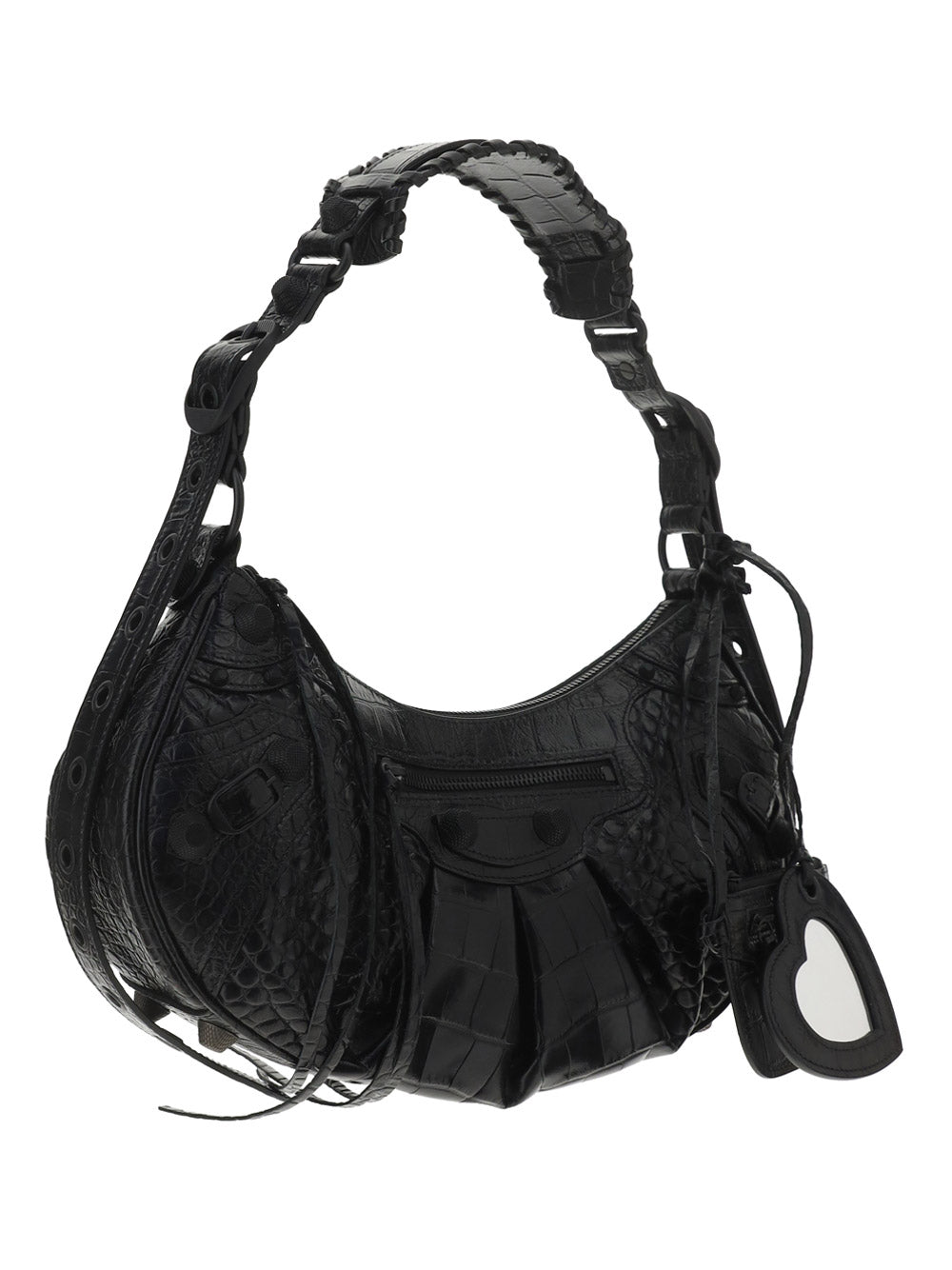 Le Cagole XS Shoulder Bag Crocodile Embossed - Black