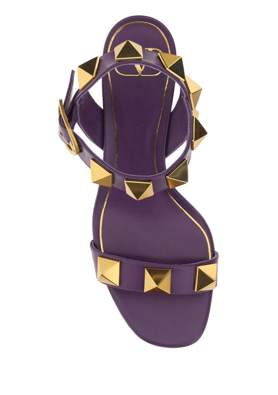 Roman Stud Calfskin Sandal 60MM - Purple