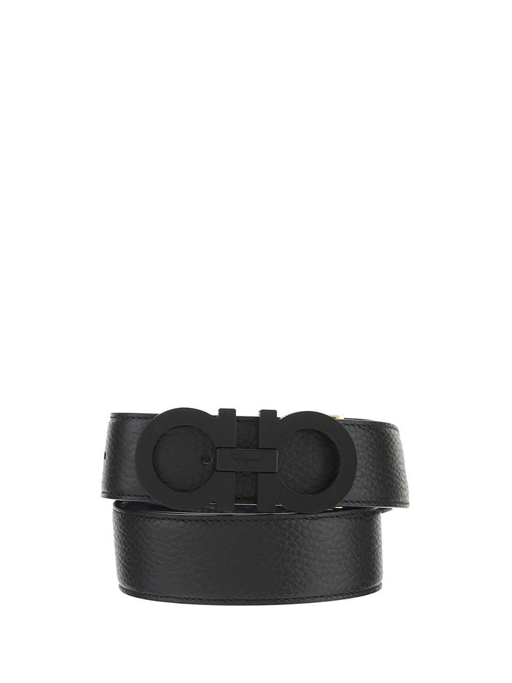 Reversible And Adjustable Gancini Belt - Black / Blue Marine