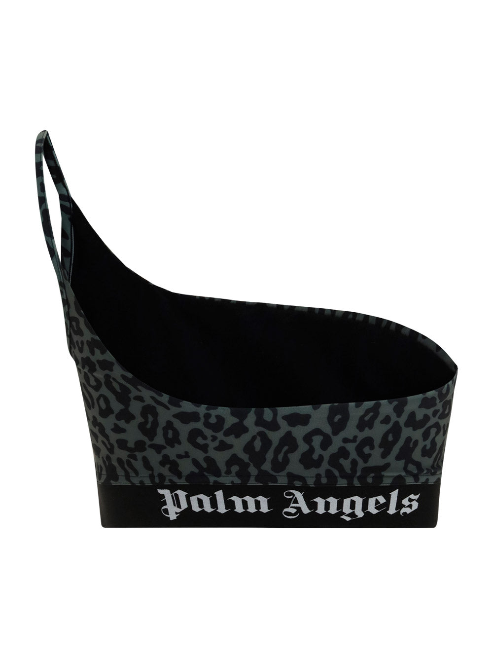 Leopard One Shoulder Track Top - Black