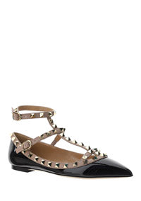 Patent Rockstud Caged Ballet Flat - Black / Poudre