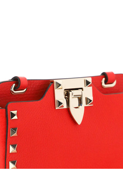 Rockstud Smartphone Leather Crossbody Bag - Red