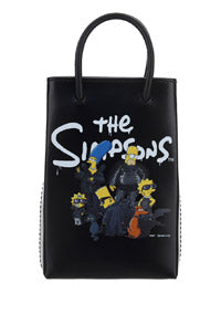 The Simpons TM &© 20TH Television Mini Shopping Bag In Shiny Calfskin - Black