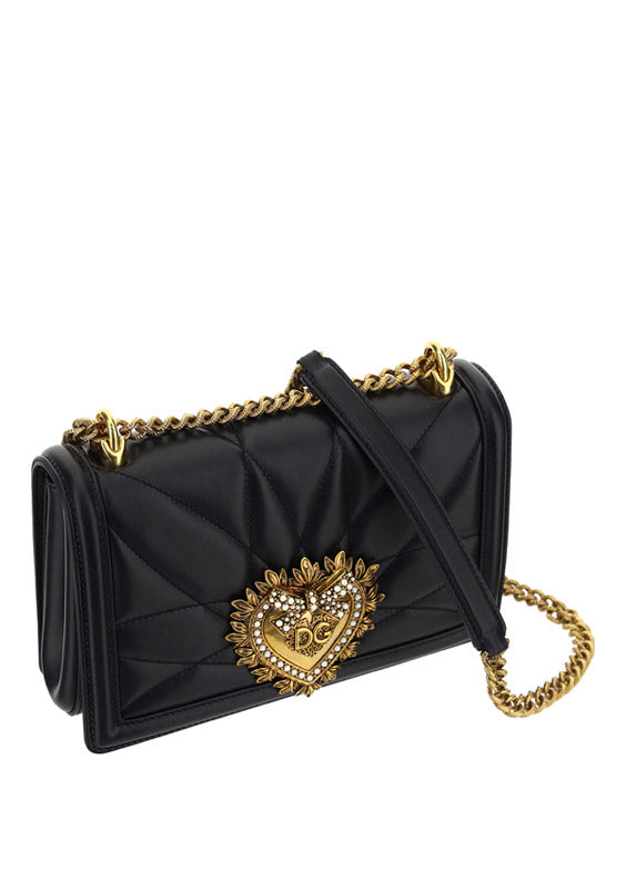 Medium Devotion Side Bag In Matelassé Nappa Leather - Black