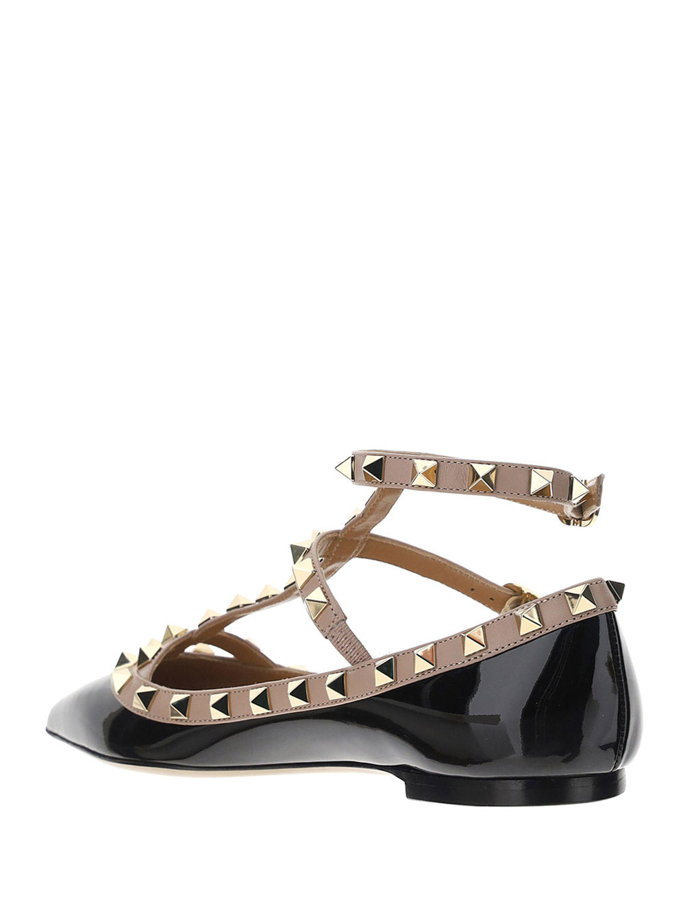 Patent Rockstud Caged Ballet Flat - Black / Poudre