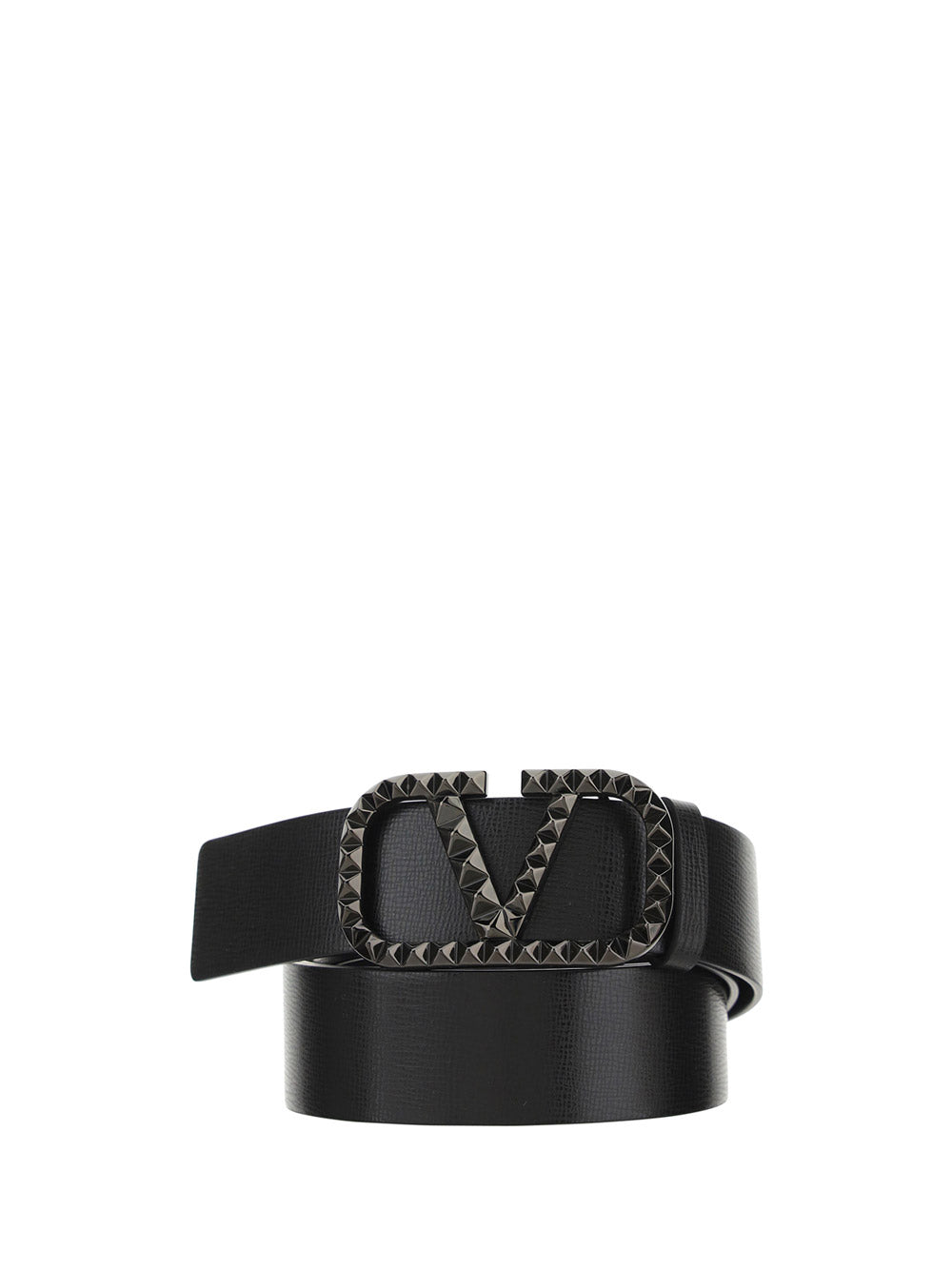 VLogo Signature Belt In Grainy Calfskin - Black