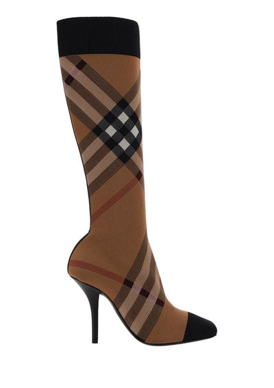 Knitted Check Sock Boots