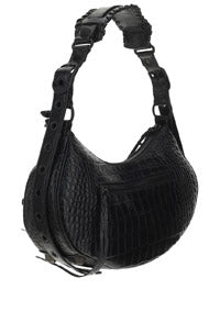 Le Cagole XS Shoulder Bag Crocodile Embossed - Black