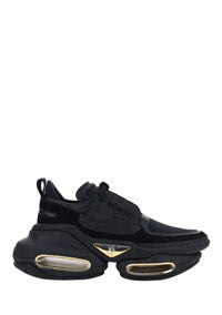 Black Leather and Suede B Bold Low-top Sneakers - Black