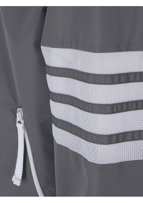 Sustainable Ripstop Mesh 4-Bar Hooded Zip Up Jacket - Grey