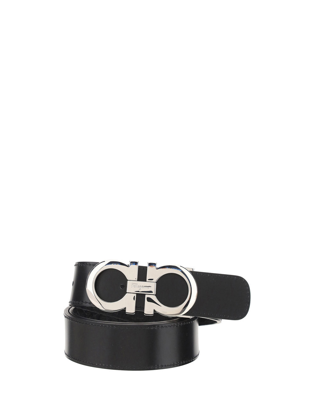 Reversible And Adjustable Gancini Belt - Black