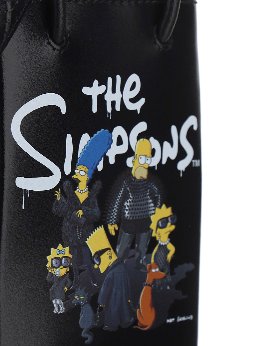 The Simpons TM &© 20TH Television Mini Shopping Bag In Shiny Calfskin - Black